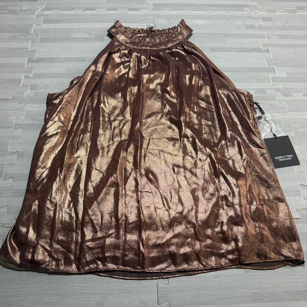 Simply Vera Wang Metallic Bronze Halter Top Size M NWT